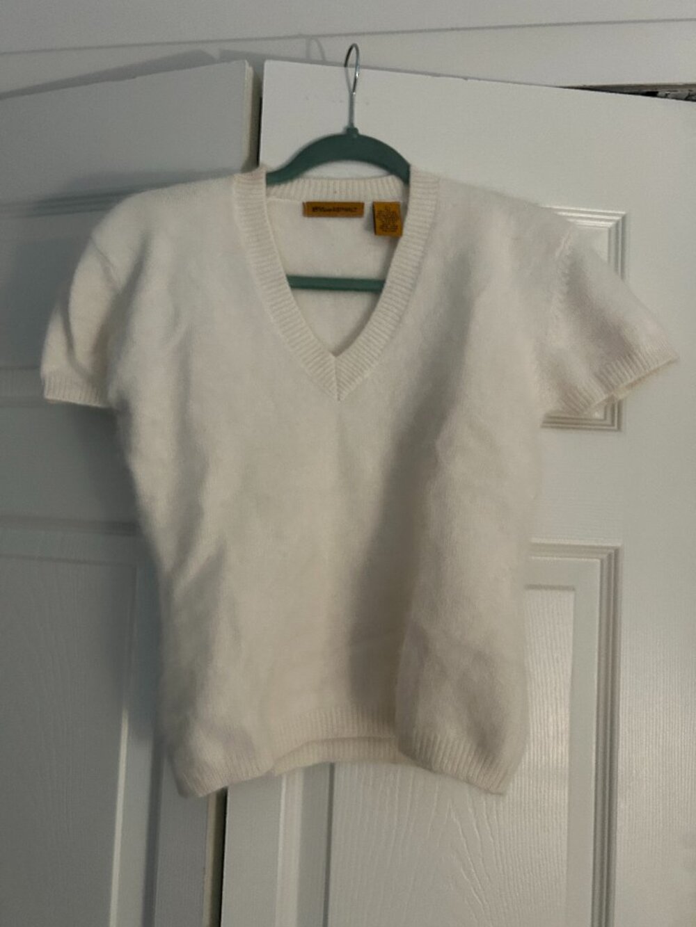 Vintage Angora Lambswool Cream V Neck Sweater